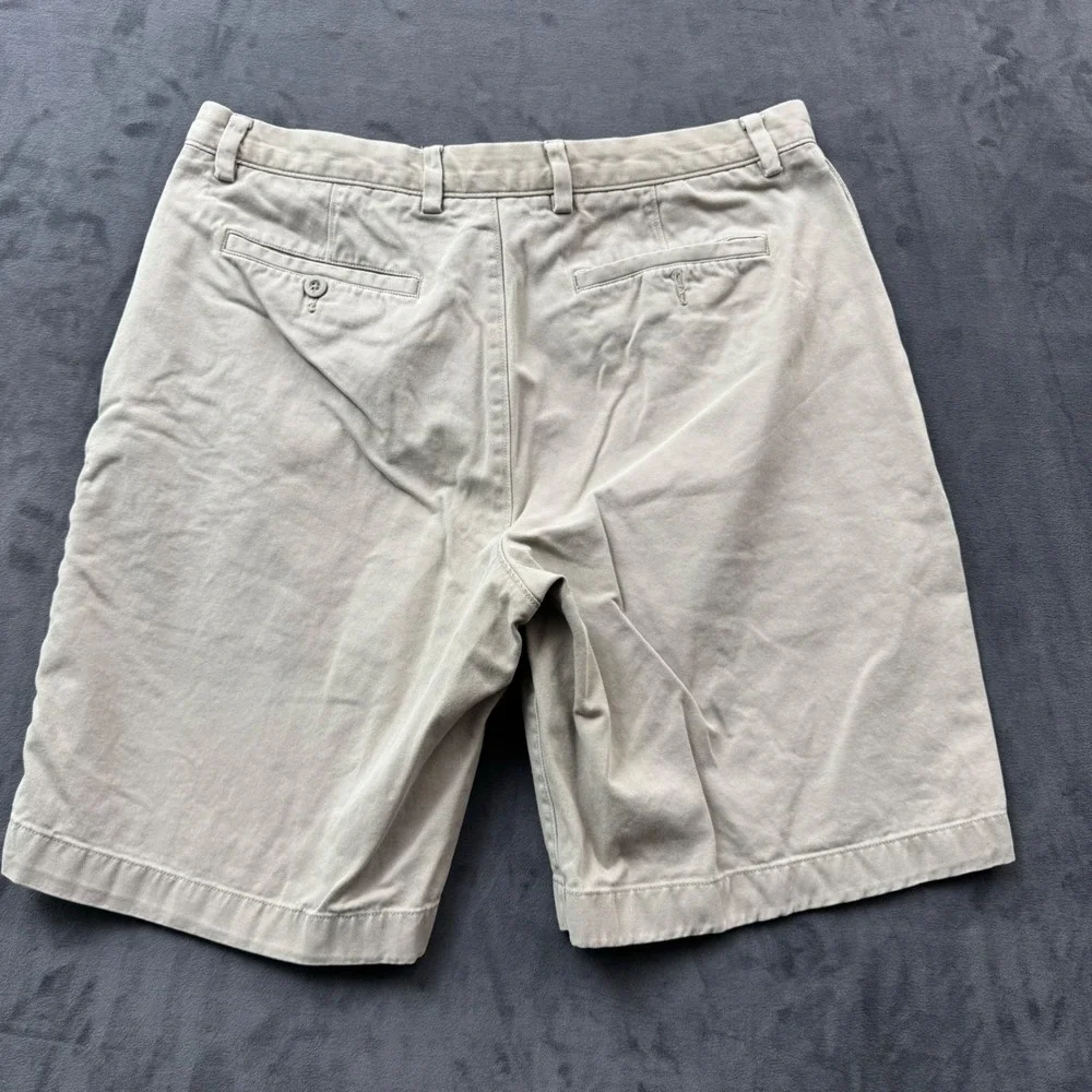 Banana Republic Mens Khaki Chino Shorts 34 Tan 100% Cotton Flat Front 9 Inseam
